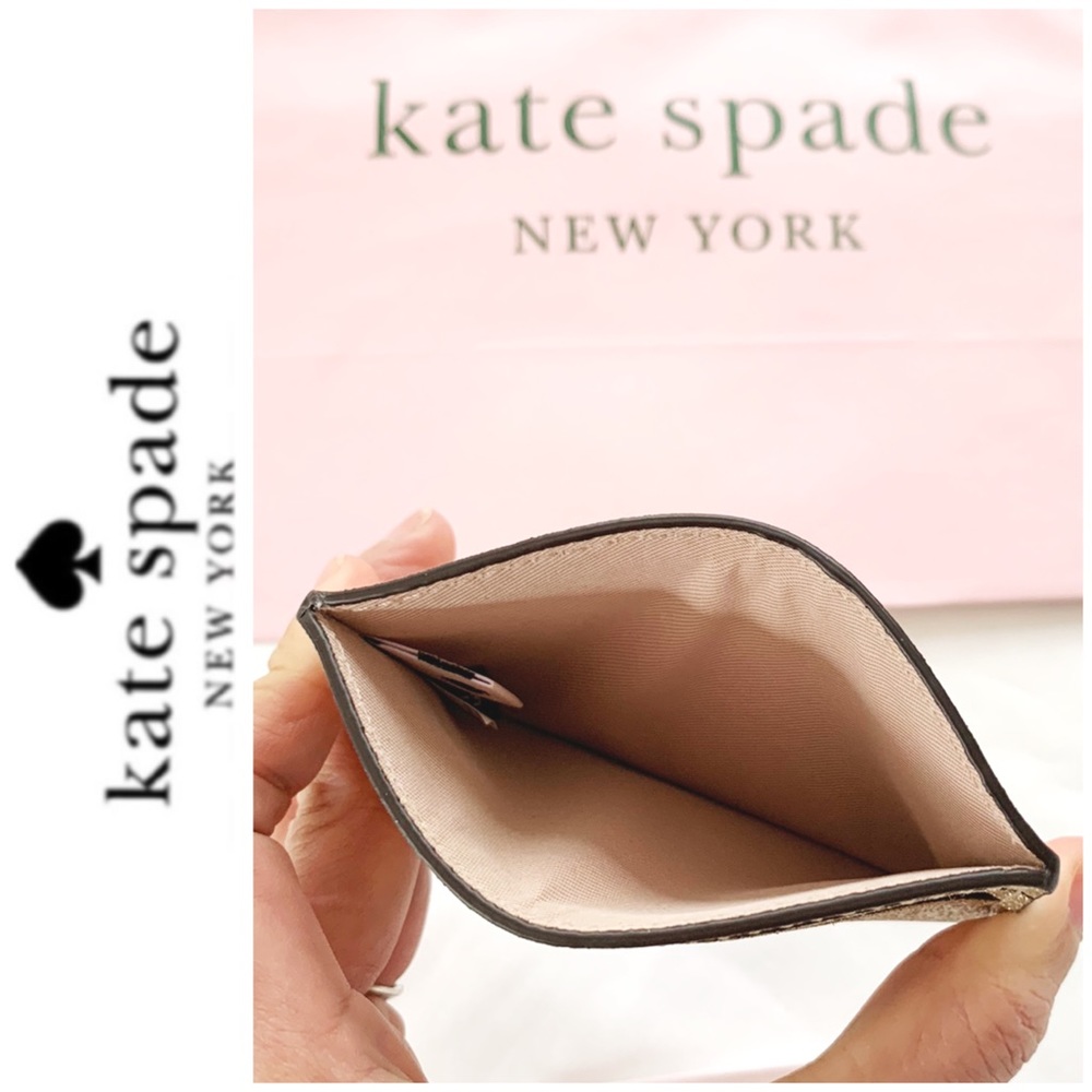 NWT Kate Spade glitter card wallet pale gold - Picture 3 of 5
